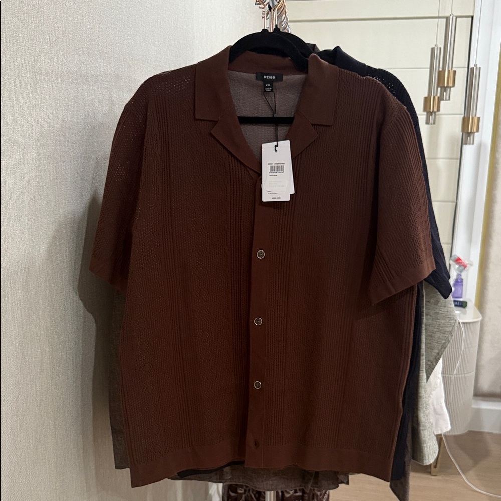 Reiss Chocolate Brown Short Sleeve Shirt